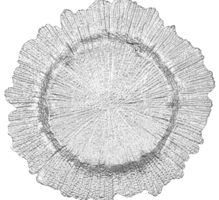 Silver Sponge Glass Charger Plate $ 3.75