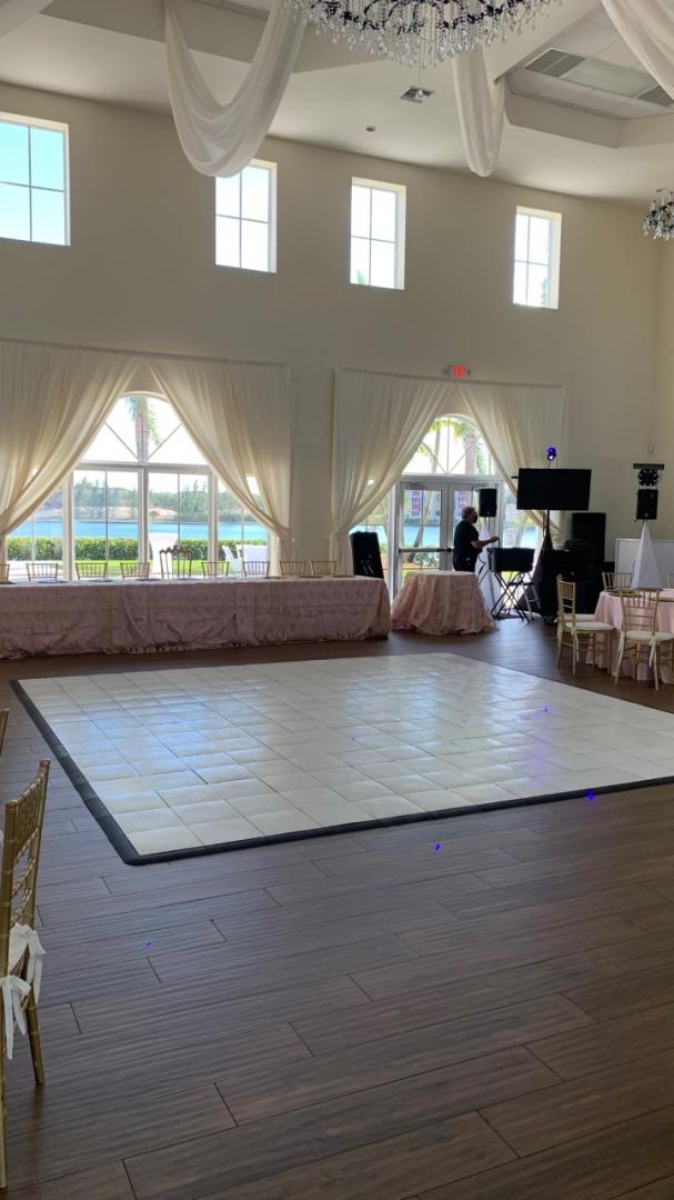 White Dance Floor  Indoors / Outdoors $ 2.50 Per Sq Ft <Grass Surface add $1.25 Sq Ft>