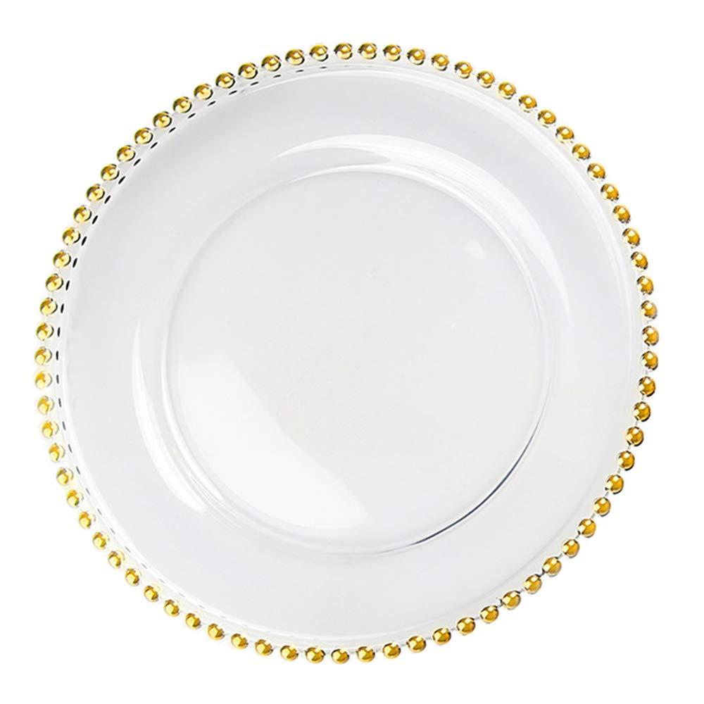 Gold Beaded Clear Glass Charger Plate 12.5 inch $ 3.75