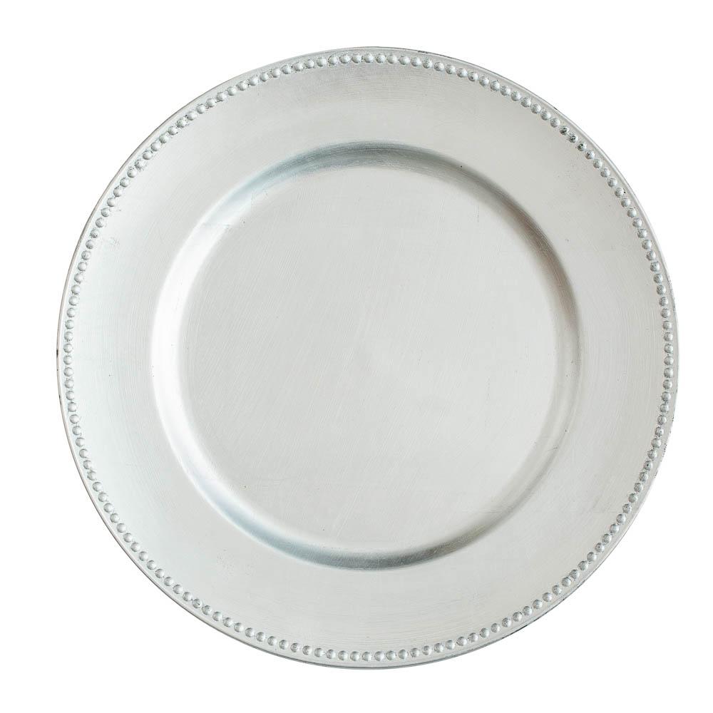 Silver Plastic Charger Plate 13 inch $ 1.50