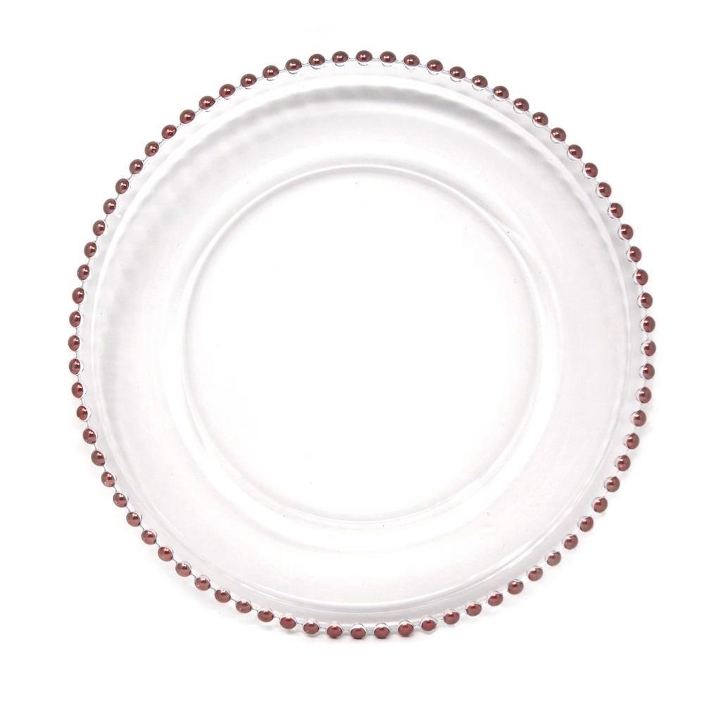Blush Beaded Clear Glass Charger Plate 12.5 inch $ 3.75