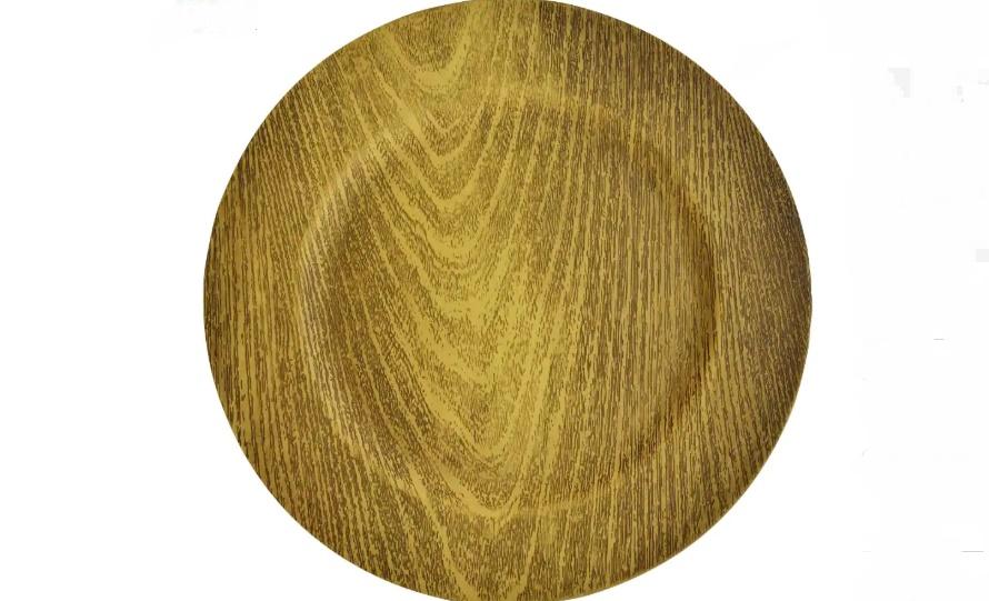 Wood-Grain Golden Plastic Charger Plate 13 inch $ 1.50